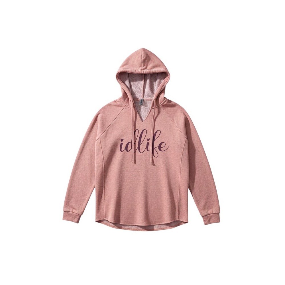 Independent Trading Co Hoodie Womens Medium Pink IDLife V-Neck Pullover Exc